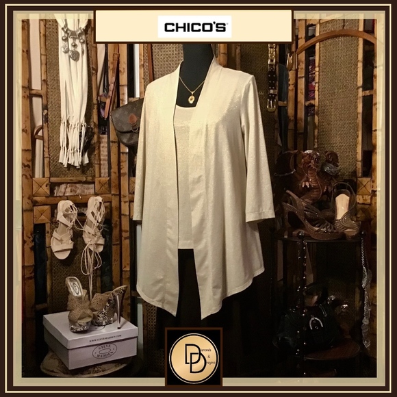 Chico's Tops - Dressy Top & Cover Set Gold Metalic Work OR Play!